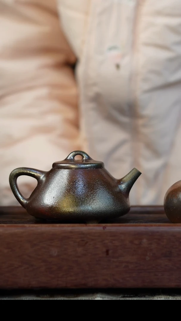 茶壶紫砂柴烧紫砂天青文瓢180cc