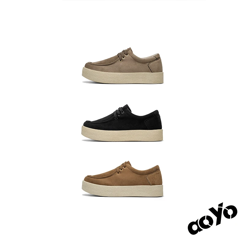 aoyo25SS秋季袋鼠乐福鞋 男士新款低帮厚底厚底舒适勃肯鞋