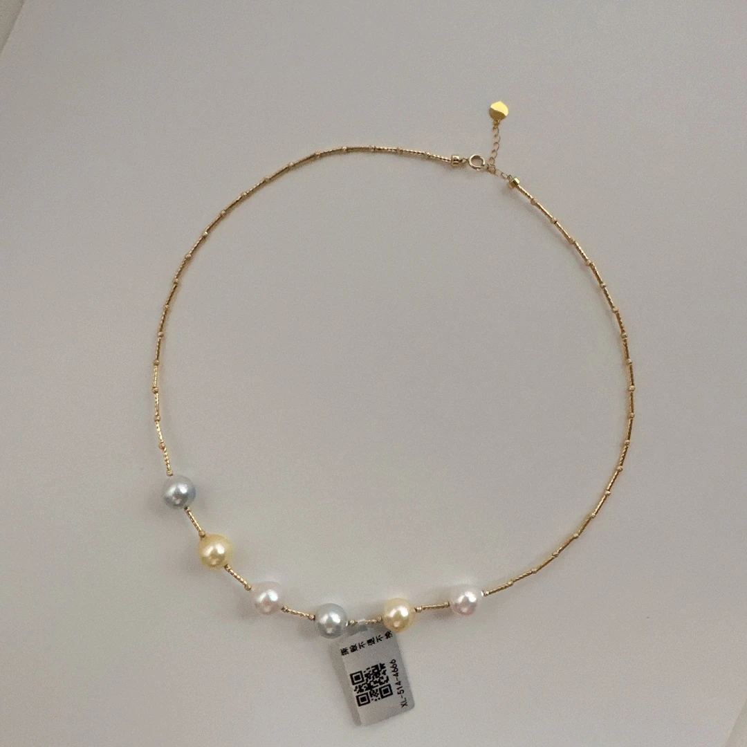微笑糖果|18K金海水AKOYA糖果微笑链 8-9mm X514