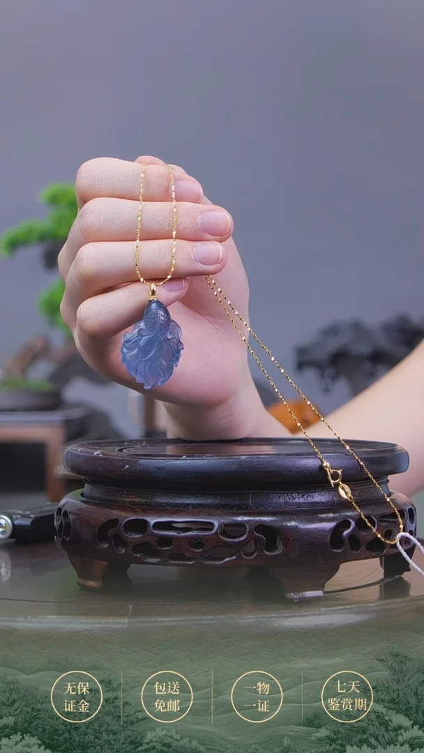 银银链配海蓝宝吊坠