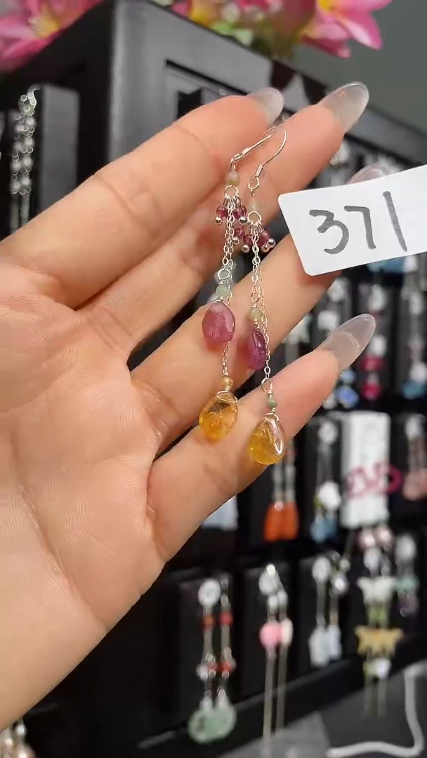 紫晶耳饰银S925镶嵌喜欢拍