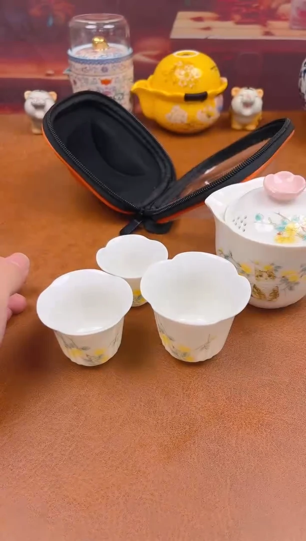 陶瓷茶具摆件旅行套组