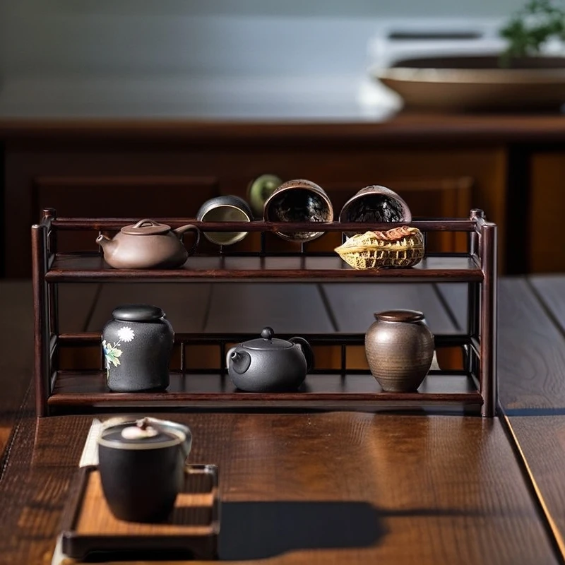 新中式茶壶摆放架茶杯置物架茶具收纳架桌面杯架子置物架高级感