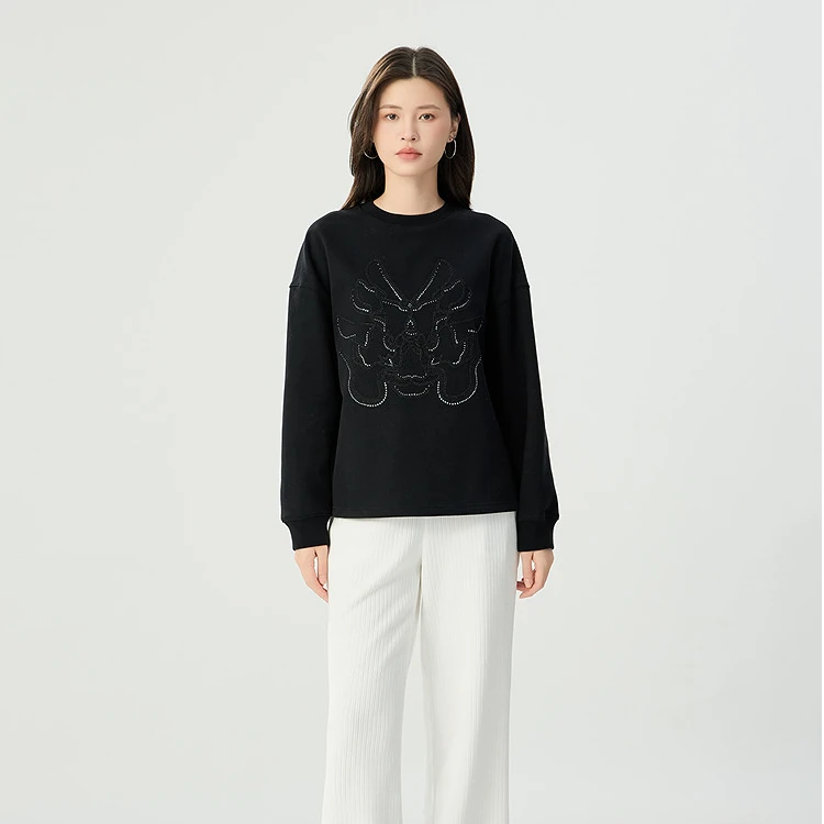 GIRDEAR/哥弟2025早春时尚宽松休闲长袖圆领百搭套头卫衣 1301059