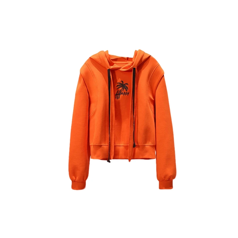 【亮哥女装】精致感穿搭爱玛橙字母刺绣时尚连帽卫衣5856-K5