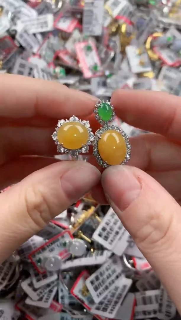 银S925镶嵌戒指翡翠14    1