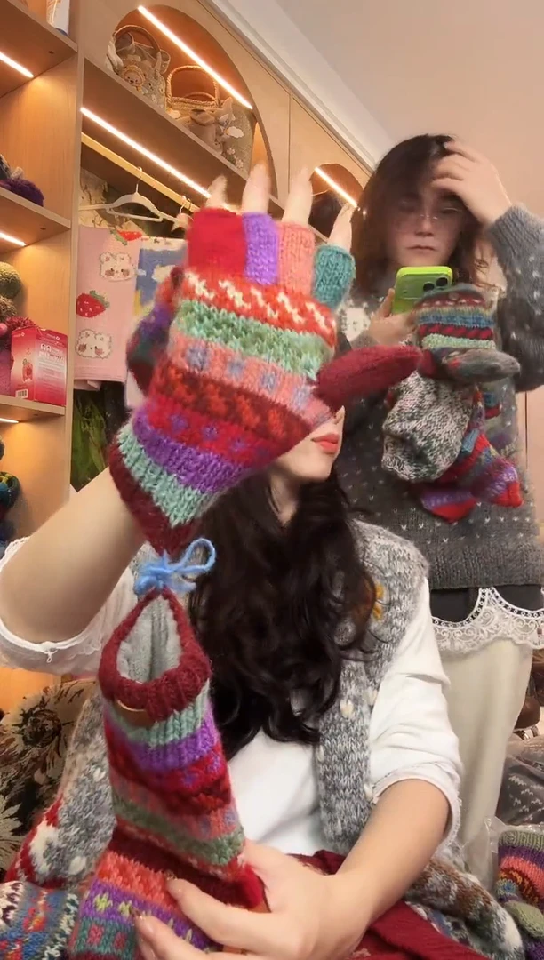 羊毛崔**?百羊毛五指手套A072