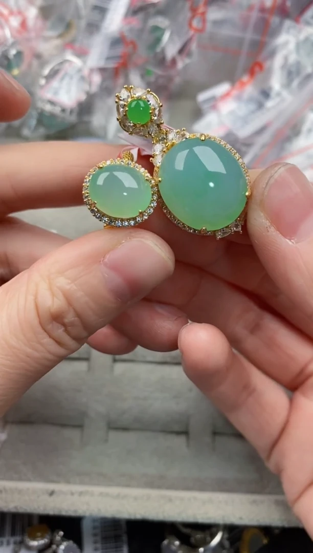 银S925镶嵌戒指翡翠666----3