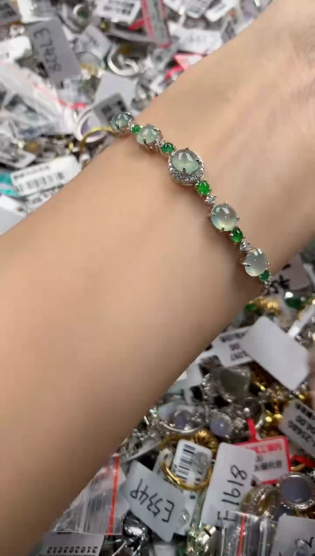 银S925镶嵌戒指翡翠222   3