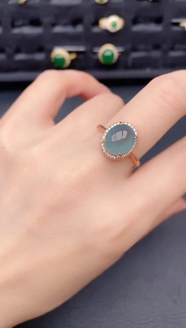 银S925镶嵌戒指翡翠天然a货翡翠221