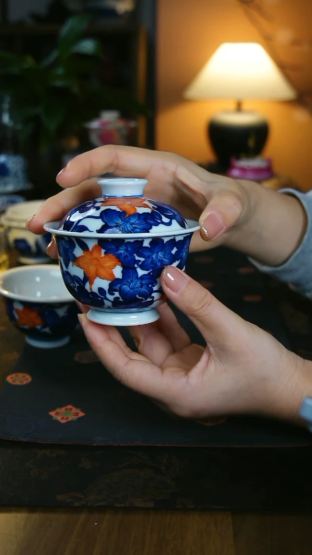 新品 百合花盖碗