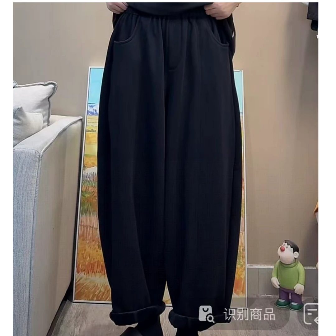 加绒中线百搭卫裤女宽松休闲
