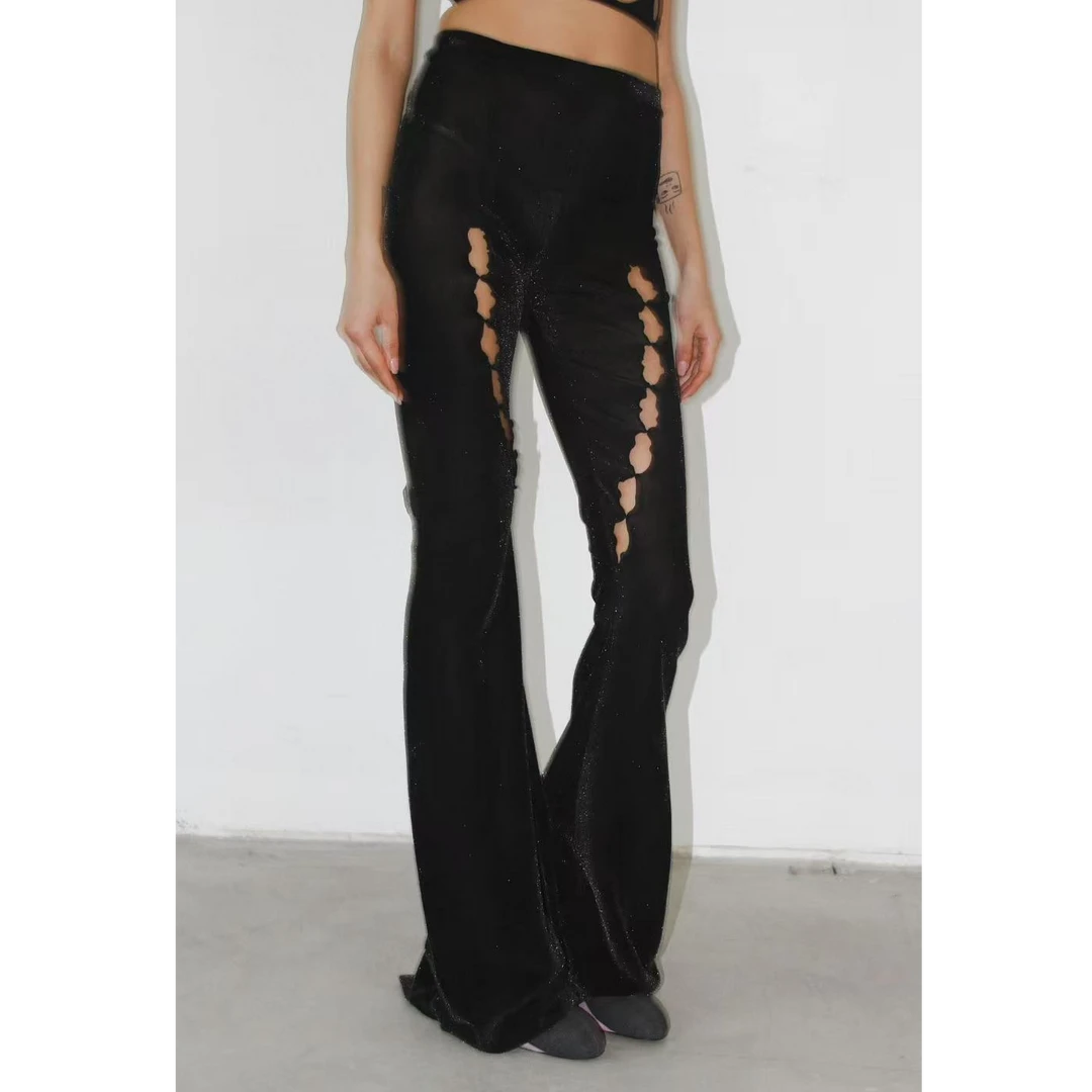 【LOCAT 】 RUI 丝绒镂空喇叭裤  RUI008