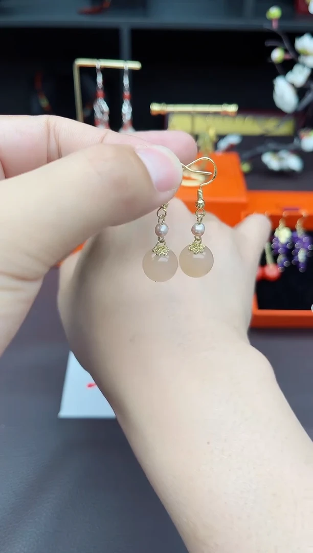 玛瑙/玉髓耳饰银S925镶嵌218000