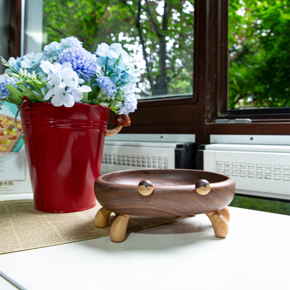 【精品专场】整木掏空北美黑胡桃木螃蟹果盘餐盘果篮水果盆子钥匙盘