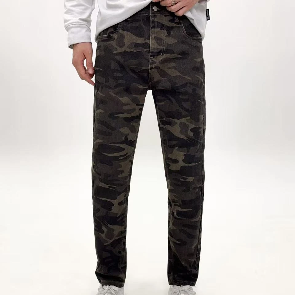 9717新款 迷彩百搭时尚牛仔裤 修身小直筒
