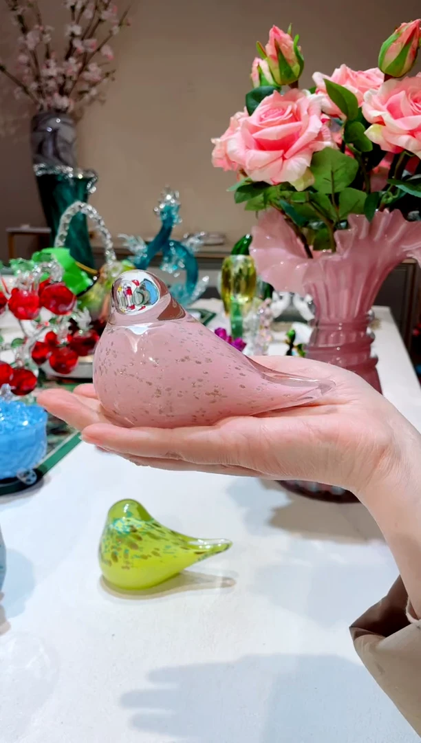 【闪购商品】琉璃手工艺品粉色小鸟