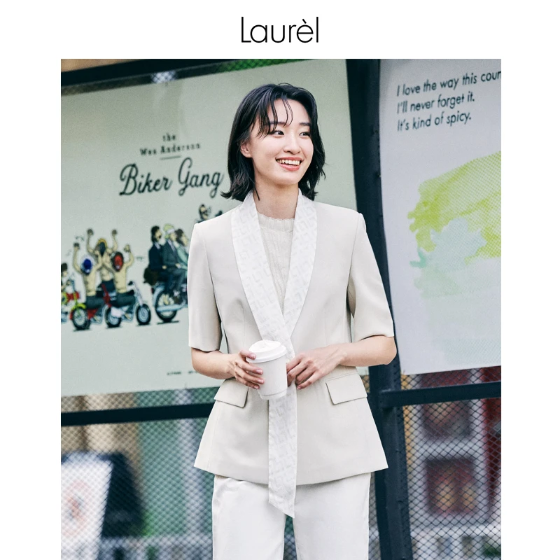 【粉丝专享】Laurel 玉石色飘带领西装女LWL343T07400