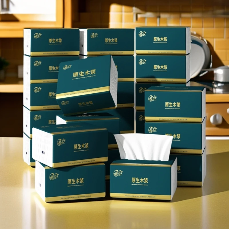 【起店4包抽纸】抽取式面巾纸擦手纸抽纸家用纸巾餐巾纸1包ZF3000