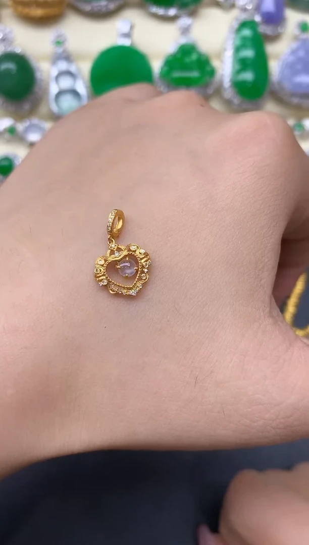 颈饰18K金镶嵌翡翠193-中国好珍宝