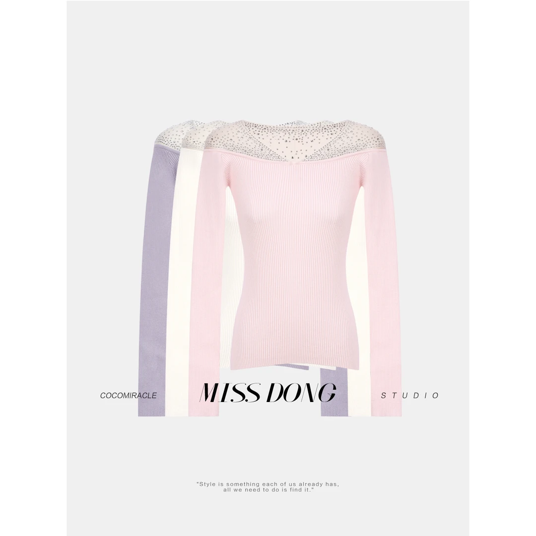 COCOMIRACLE网纱拼接针织W58MY219