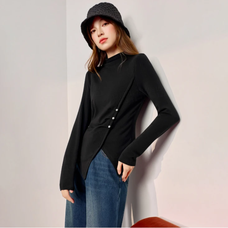 IEF/爱依服2025秋冬新款韩系风时尚通勤百搭设计感针织打底衣