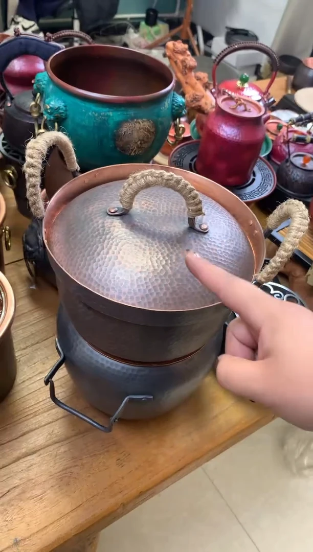 紫铜做旧双耳寿喜锅