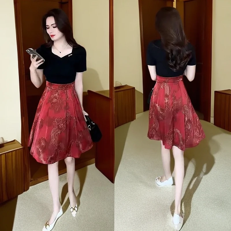 夏季中长款连衣裙女2025新款韩版时尚气质减龄假小妈欲风包臀长裙