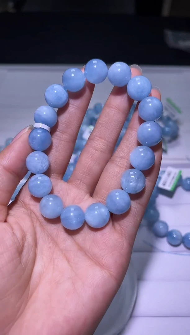 1海蓝宝石（处理）J089-12mm海蓝宝单圈-多样性发其一