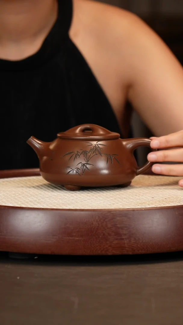 茶壶紫砂【鲍静贞】石瓢祥陶紫泥400cc+惊喜