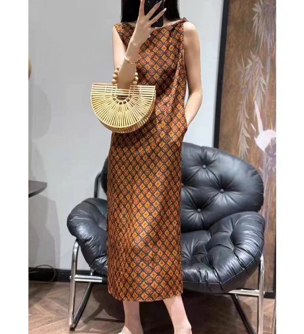 2025夏季新款无袖长款连衣裙X27470