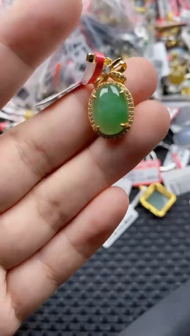 翡翠戒指银S925镶嵌888---5