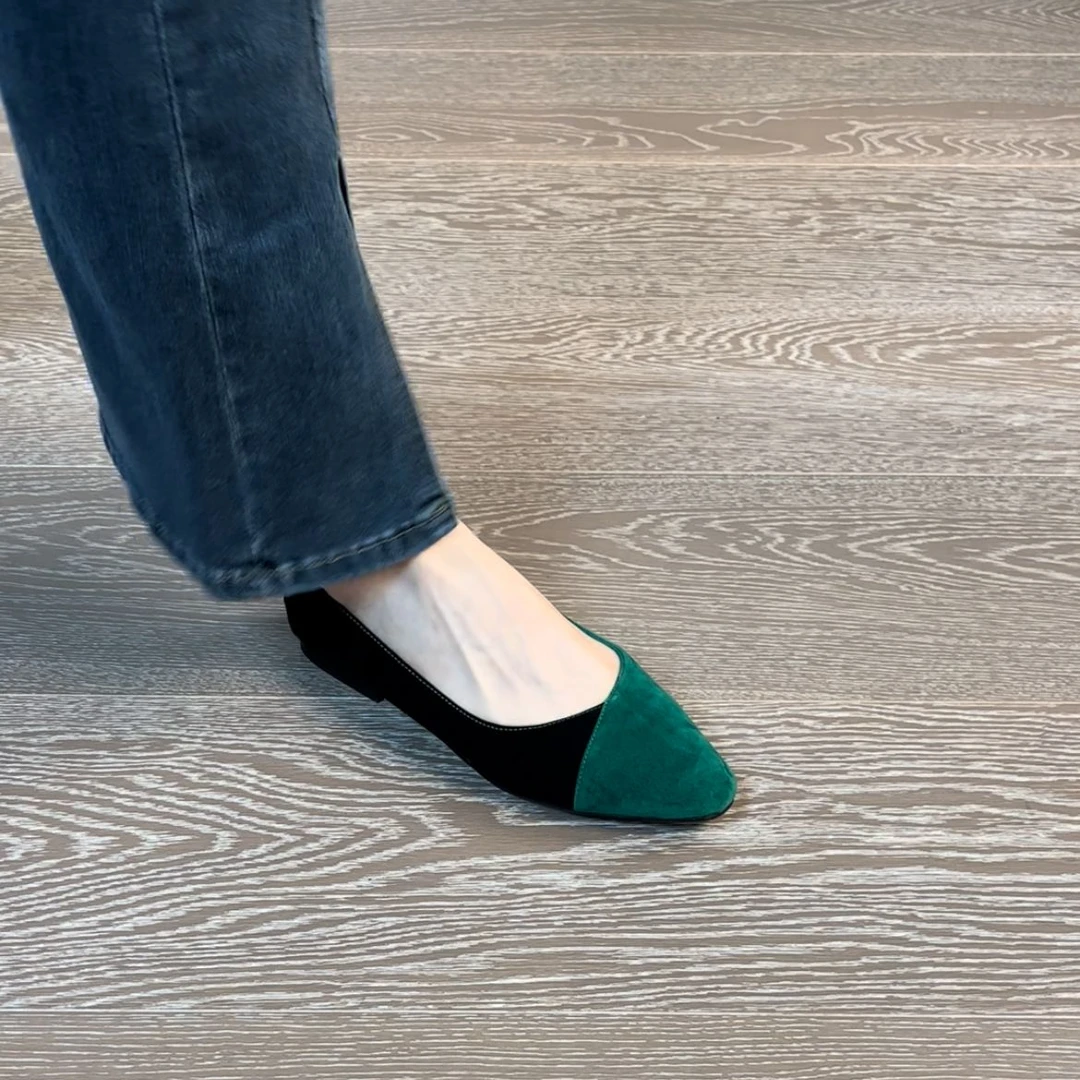 1CM羊猄浅口单鞋时尚休闲低跟法式平底浅口妈妈鞋瓢鞋圆头百搭鞋