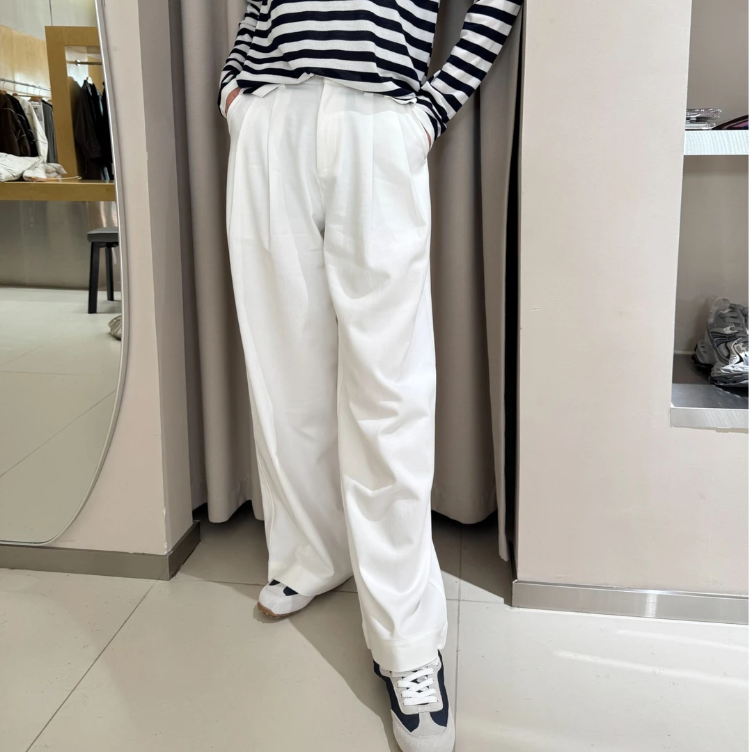 慵懒风拼接夏季运动宽松西装裤阔腿裤直筒百搭阔腿高腰11001