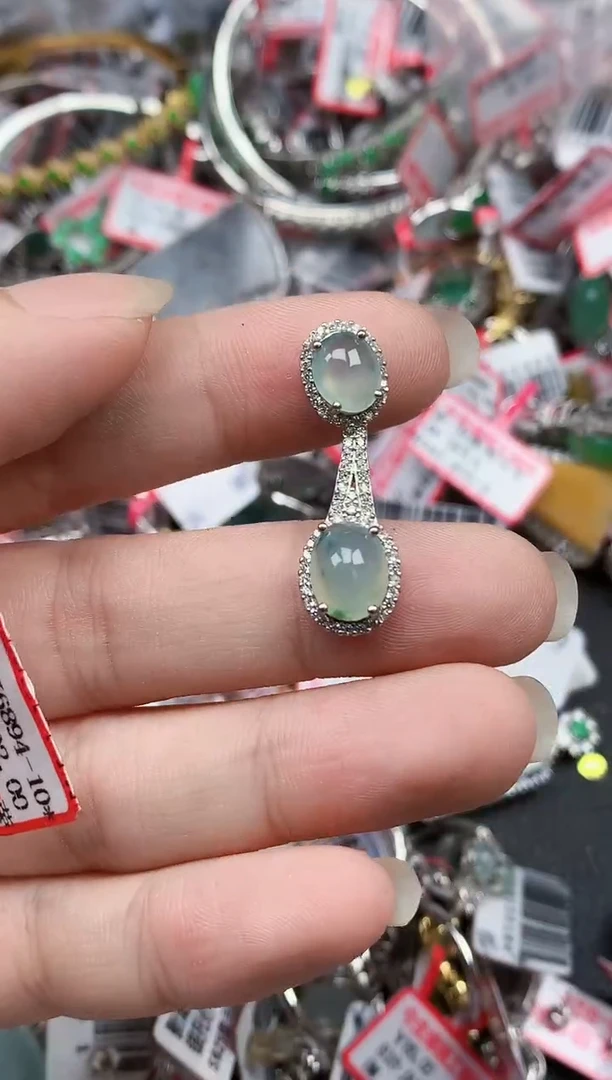 银S925镶嵌戒指翡翠天然A货缅甸翡翠