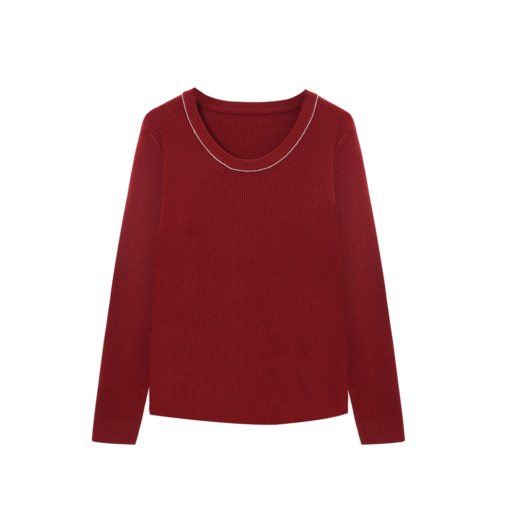 【七】Goely Veny/歌莉微尼D 615008:U型领修身显瘦内搭针织衫上衣