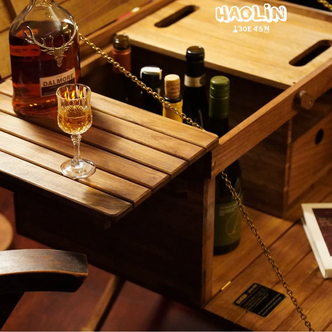 浩林《年轮》手作系列多功能咖啡箱储物格调复古箱家用托架小桌子