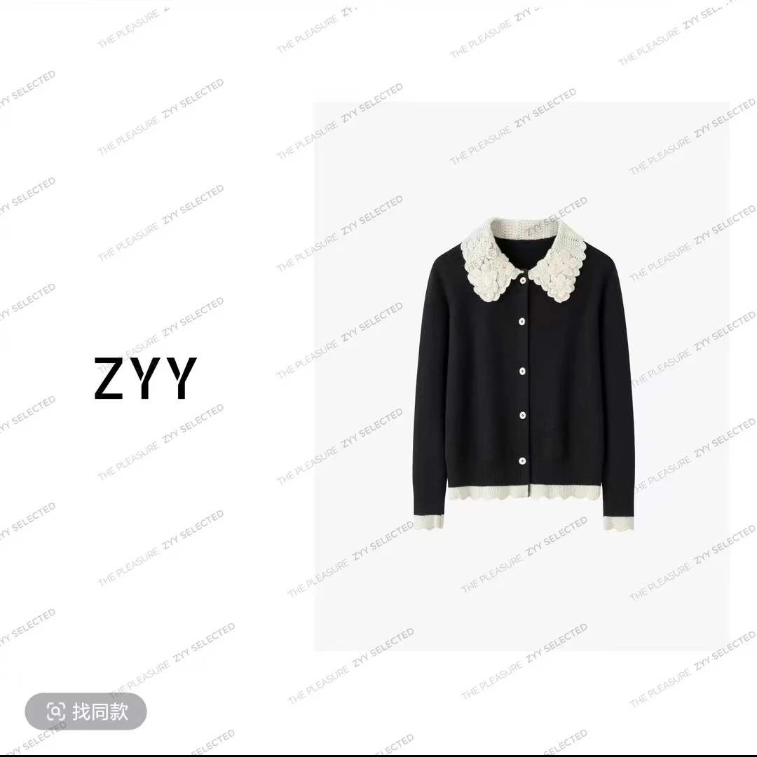 ZYY【剑桥故事】2024S/S铭顺复古娃娃领时尚羊毛针织衫女X24DZ11213