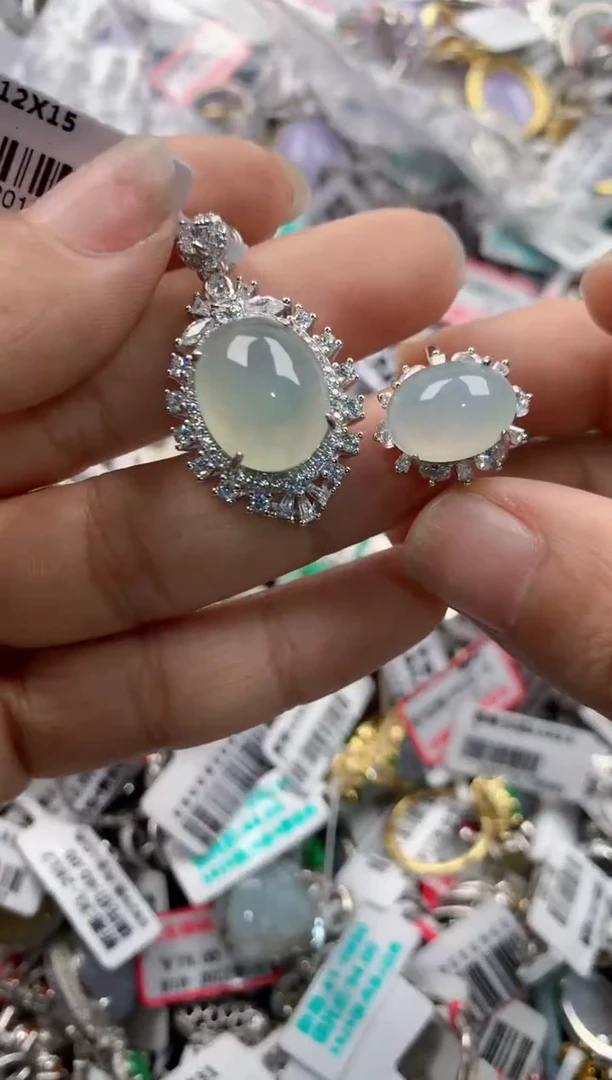 银S925镶嵌戒指翡翠222     9