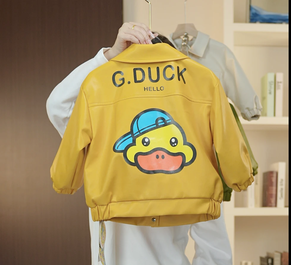 儿童男女童春季时尚洋气童装休闲潮酷皮衣夹克