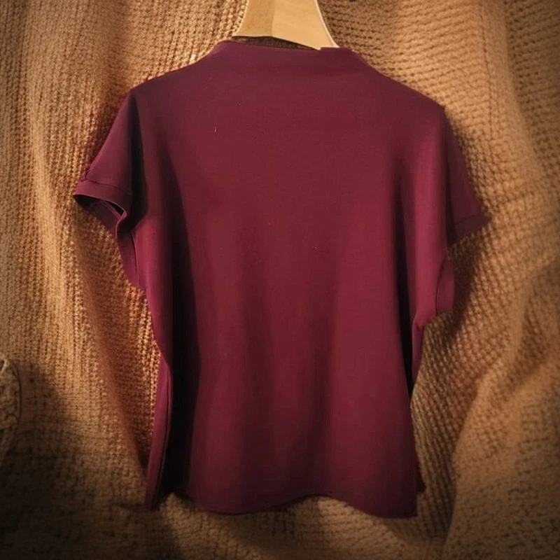 芊姿精选<310767>春季修身简约纯色百搭圆领潮流半高领舒适T恤