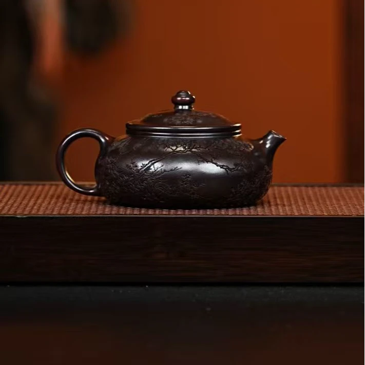 宜兴紫砂 寒江 龙山古乌泥 范传梅 h668