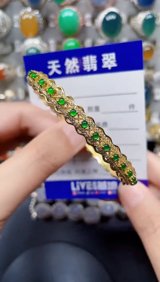 银S925镶嵌手镯翡翠184