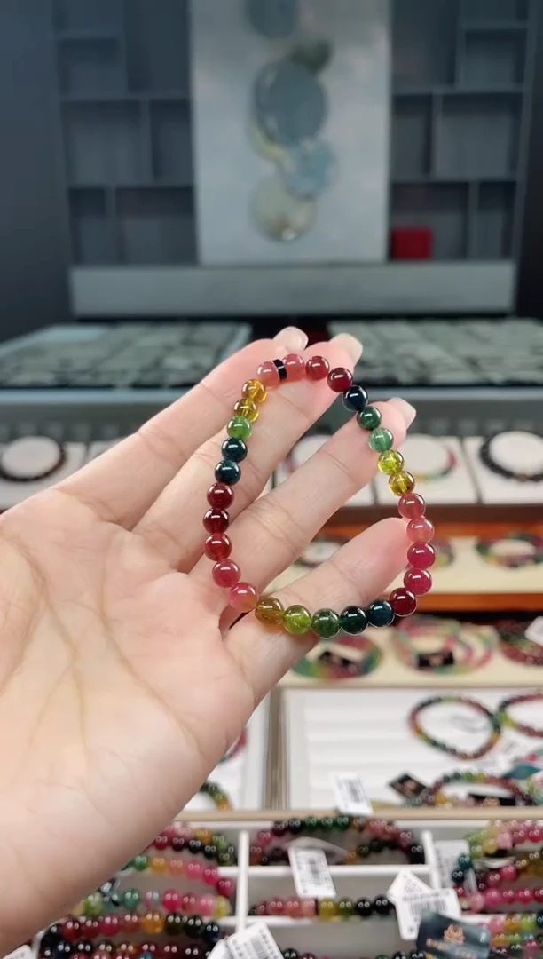 未镶嵌老矿碧玺单圈手串6mm+碧玺（多样性发一条）T