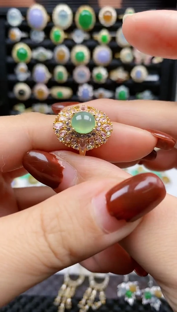 银S925镶嵌戒指翡翠132