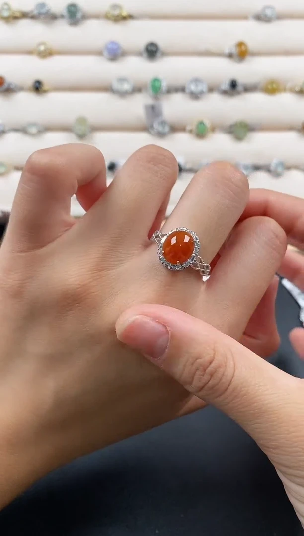 银S925镶嵌戒指翡翠5555555+10