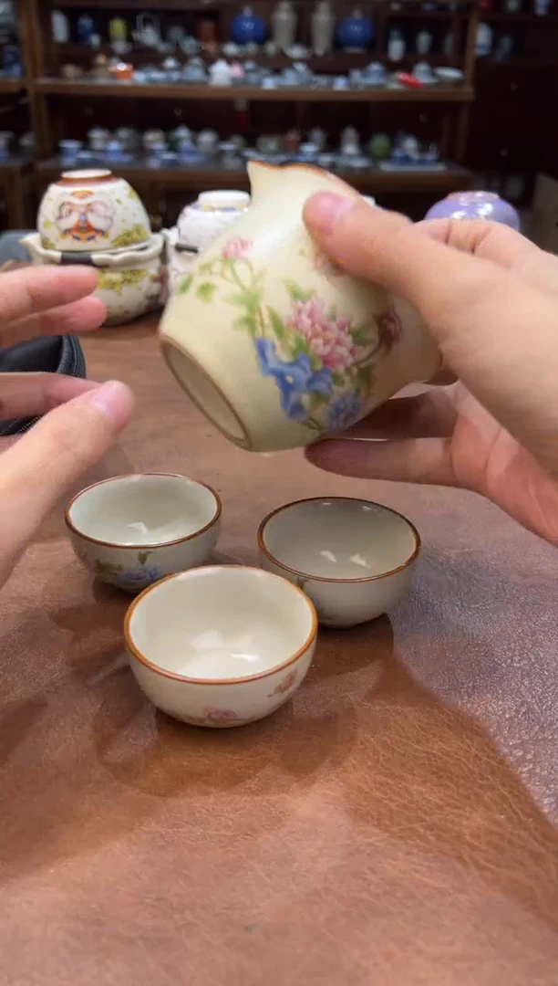 真的很便宜超好看会开片的旅行茶具