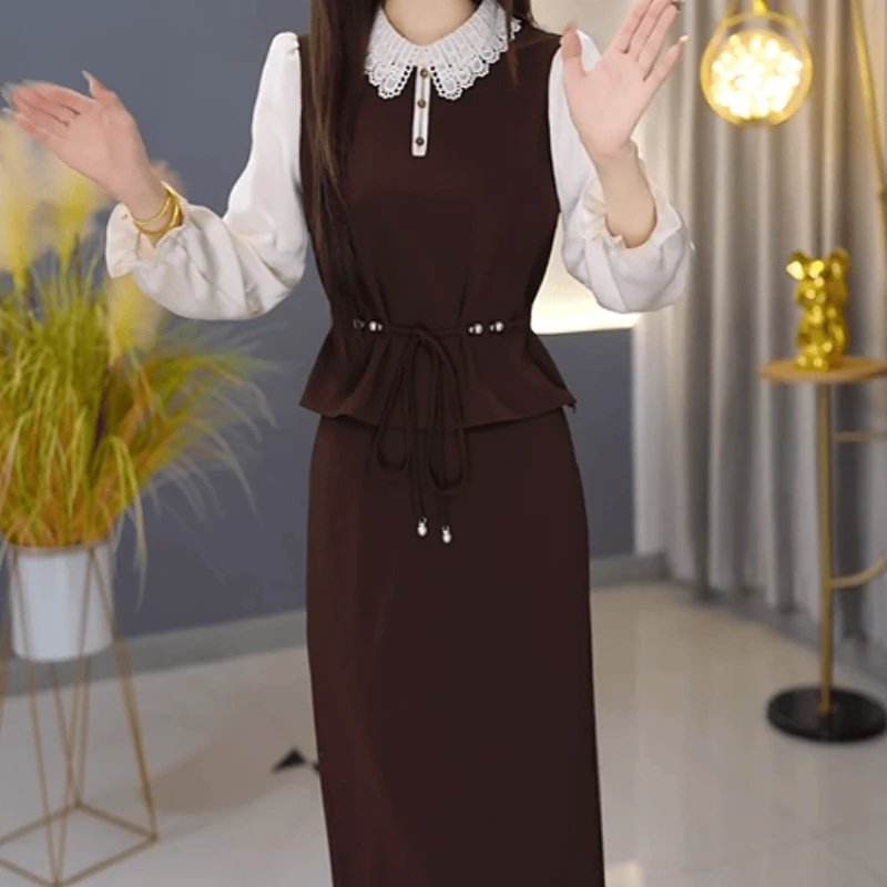 A562【上衣+半身裙】2025早秋新款优雅气质显瘦减龄女人味套装裙