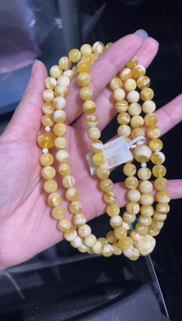 未镶嵌蜜蜡裸石徐**:（静）金白108佛珠