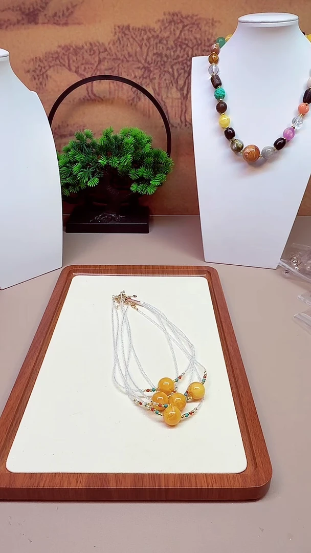 蜜蜡颈饰14K金镶嵌X165